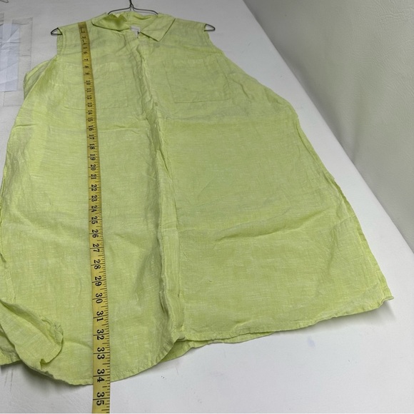 Chico’s Linen Green Button-up Blouse, Sleeveless with Collar Woman Size 2 - Picture 3 of 10